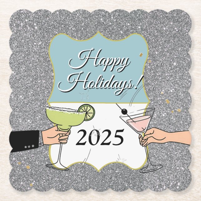 Porta-copo De Papel Coquetel, conversas sofisticadas, bebida (Frente)