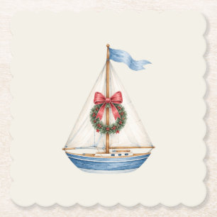 Porta-copo De Papel Coquetel de Férias de Natal em Barco à Vela Costei