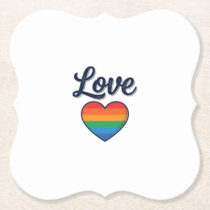 Porta-copo De Papel Coração Arco-íris de Amor Orgulho Camisa Desenho V