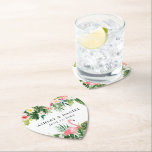 Porta-copo De Papel Coração de Casamento Flamingo Floral Tropical Wate<br><div class="desc">Portas copos de Coração Tropicais de Casamento Tropical de Cores Aquáticas Modernas com Flamingo Rosa.</div>