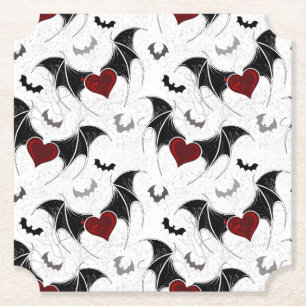 Porta-copo De Papel Coração de Halloween com asas de morcego preto