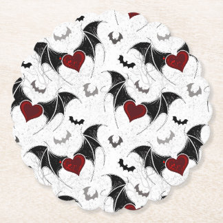 Porta-copo De Papel Coração de Halloween com asas de morcegos pretos
