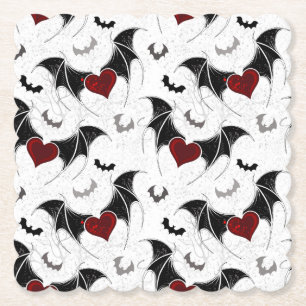 Porta-copo De Papel Coração de Halloween com asas de morcegos pretos