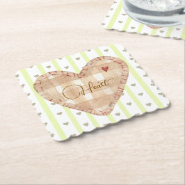 Porta-copo De Papel Coração de tartan e listras adoráveis