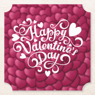 Porta-copo De Papel Corações 3D Textura Vermelha Padrão-32322-23803