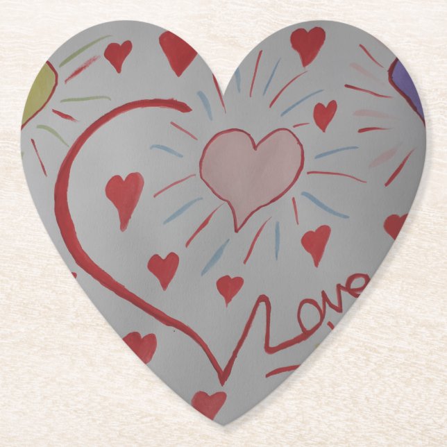 Porta-copo De Papel Corações de Amor (Frente)