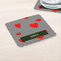 Corações e listras vermelhas personalizadas