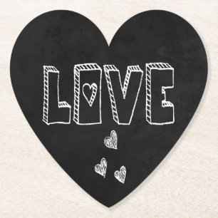 Porta-copo De Papel Corações Preto e Branco Quadro Negro de Amor - Cas