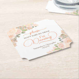 Porta-copo De Papel Coral Peach Floral Não leve meu casamento de bebid
