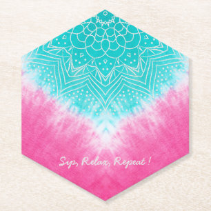 Porta-copo De Papel Corante rosa e azul colado com modo Mandala