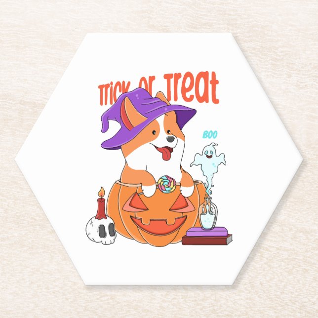 Porta-copo De Papel Corgi Halloween (Frente)