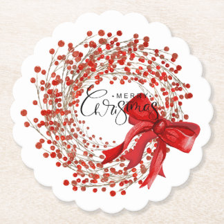 Porta-copo De Papel Coroa de Natal Vermelha e Branca Clássica e Fofa F