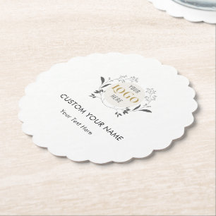 Porta-copo De Papel Coroa Floral Elegante Modelo de Logotipo Personali