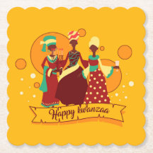 Correspondência Feliz Kwanzaa 3 Mulheres Amarelo