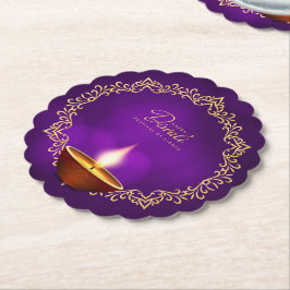 Porta-copo De Papel Correspondente a Feliz Diwali Roxo Escamoteado