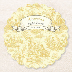 Porta-copo De Papel Cortina de chuveiro vintage floral em amarelo toil