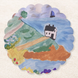 Porta-copo De Papel Costa e Flores de Verão