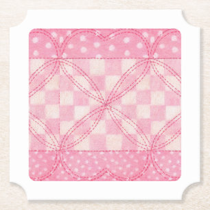 Porta-copo De Papel COSTURANDO CORAÇÕES ROSA - Conjunto de Pousa Copos