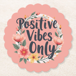 Porta-copo De Papel Cottagecore Floral Positive Vibes Inspiracional