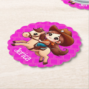 Porta-copo De Papel Cowgirl e Horse Ocidentais Rosa