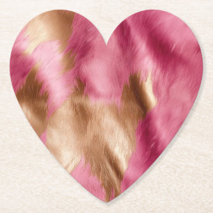 Porta-copo De Papel Cowhide Castanho Dourado Rosa Ocidental