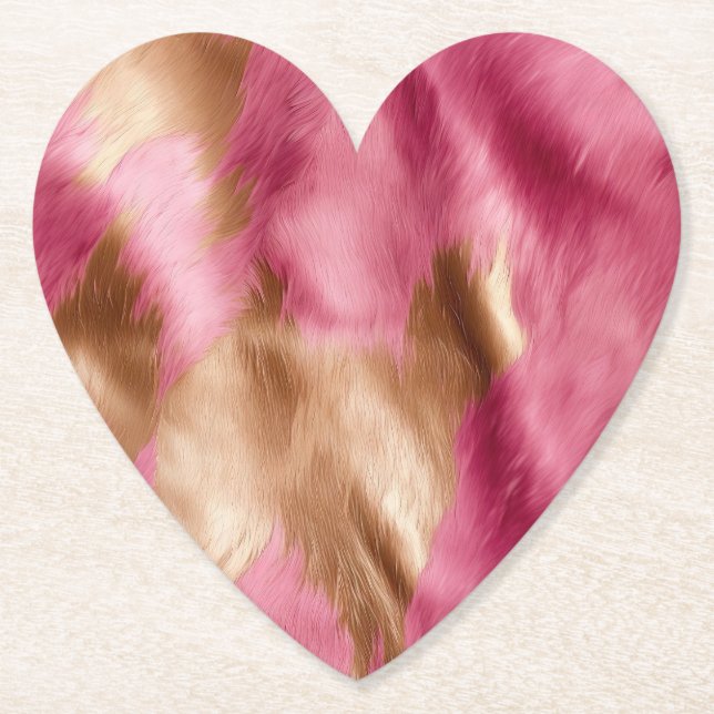 Porta-copo De Papel Cowhide Castanho Dourado Rosa Ocidental (Frente)