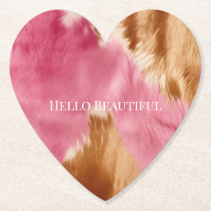 Porta-copo De Papel Cowhide Castanho-Rosa-Castanho