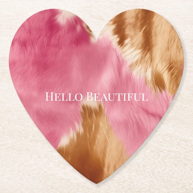 Porta-copo De Papel Cowhide Castanho-Rosa-Castanho (Frente)