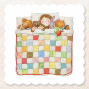 Porta-copo De Papel COZY QUILT Scalloped Square Paper Portas copos