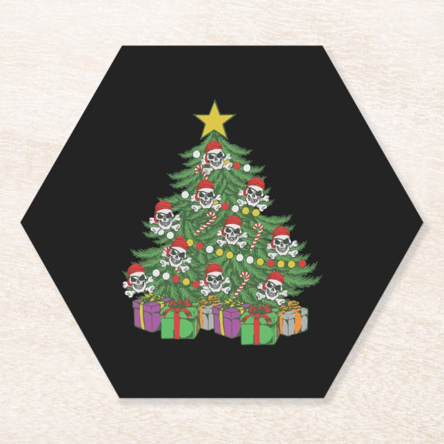 Porta-copo De Papel Crânio de Árvore Pirata de Natal (Frente)