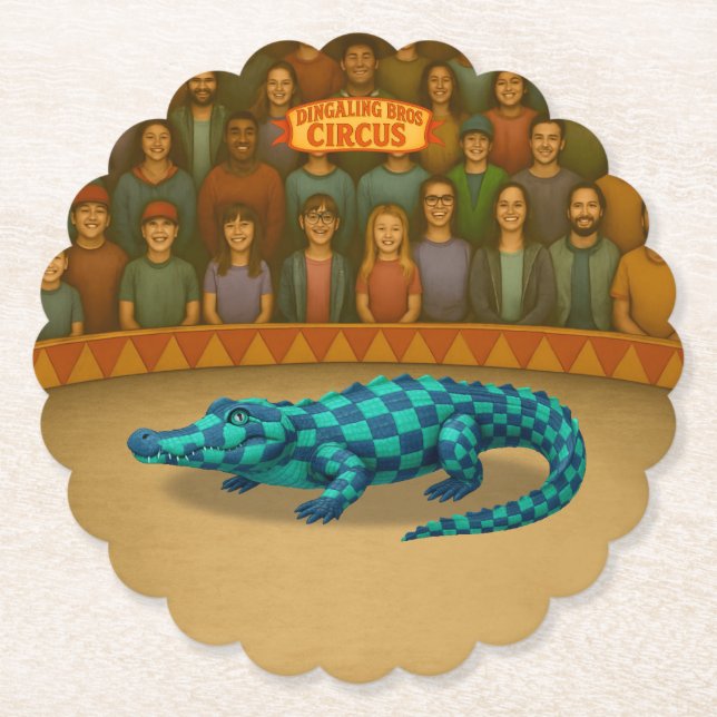 Porta-copo De Papel Crawford, crocodilo de circo pintado (Frente)