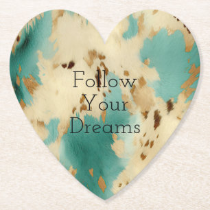 Porta-copo De Papel Creme Dourado Turquoise Cowhide Animal