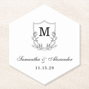 Porta-copo De Papel Crest Preto e Branco Elegante