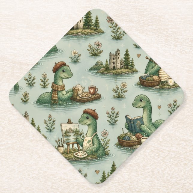 Porta-copo De Papel Criptídeos Aconchegantes Nessie Monstro do Lago Ne (Frente)