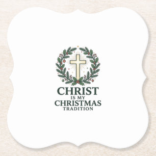 Porta-copo De Papel Cristo é Minha Tradição de Natal Versão Cruz Antig