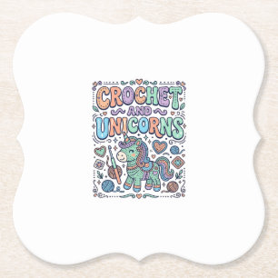 Porta-copo De Papel Crochet Unicórnio e Adesivo Kawaii de Unicórnios e