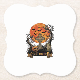 Porta-copo De Papel Cruz de Halloween Tumba Caveira Abóbora Gato Preto