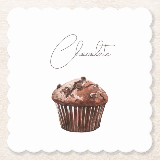 Porta-copo De Papel Cupcake de Muffin com Gotinhas de Chocolate (Frente)