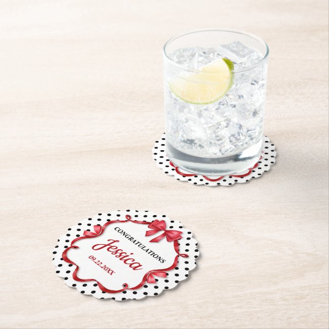 Porta-copo De Papel Cute Crimson Bow Baby Shower (Insitu)