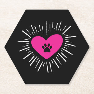 Porta-copo De Papel Cute I Love My Dog Puppy Cat Paw Heart