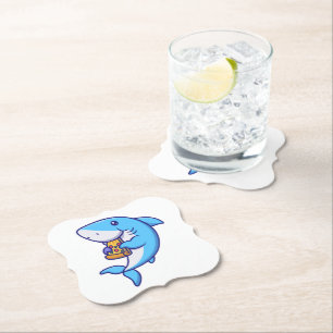 Porta-copo De Papel Cute Shark Eating Pizza