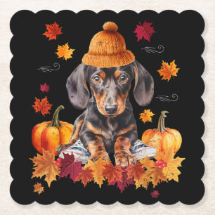 Porta-copo De Papel Dachshund Hello Autumn Leaf Fall For Dog Lover