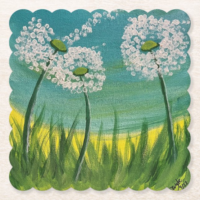 Porta-copo De Papel Dandelions - Pintura Original (Frente)