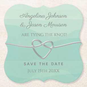 Porta-copo De Papel Dando o Nó Save the Date de Casamento em Prata e H