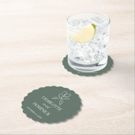 Porta-copo De Papel Decoração de Casamento Floral Mínimo Verde Florest