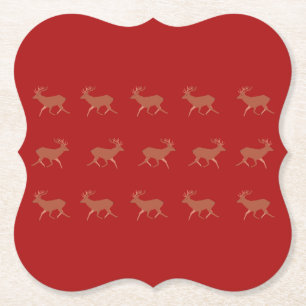 Porta-copo De Papel Deer Caminhando Padrão Festivo Vermelho Marrom Fun