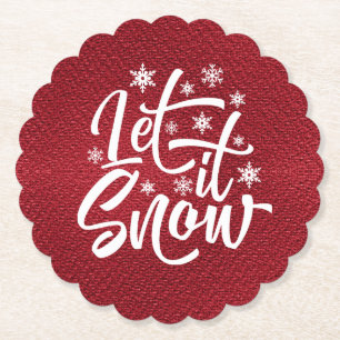 Porta-copo De Papel Deixar nevar a tipografia de Natal Vermelho/Branco