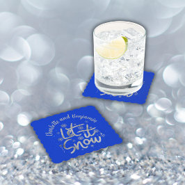 Porta-copo De Papel Deixe-o nevar azul e prateado Natal |