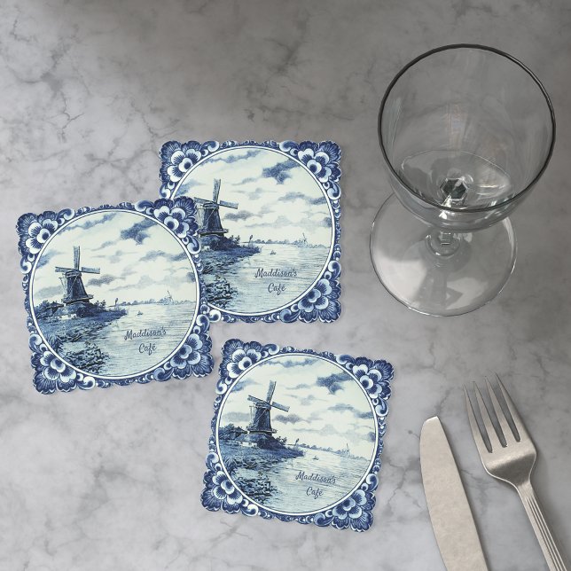 Porta-copo De Papel Delft Blue Windmill Waterway Custom (Criador carregado)