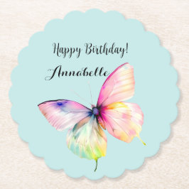 Porta-copo De Papel Delicar borboleta rosa nas cores do cotovelo paste